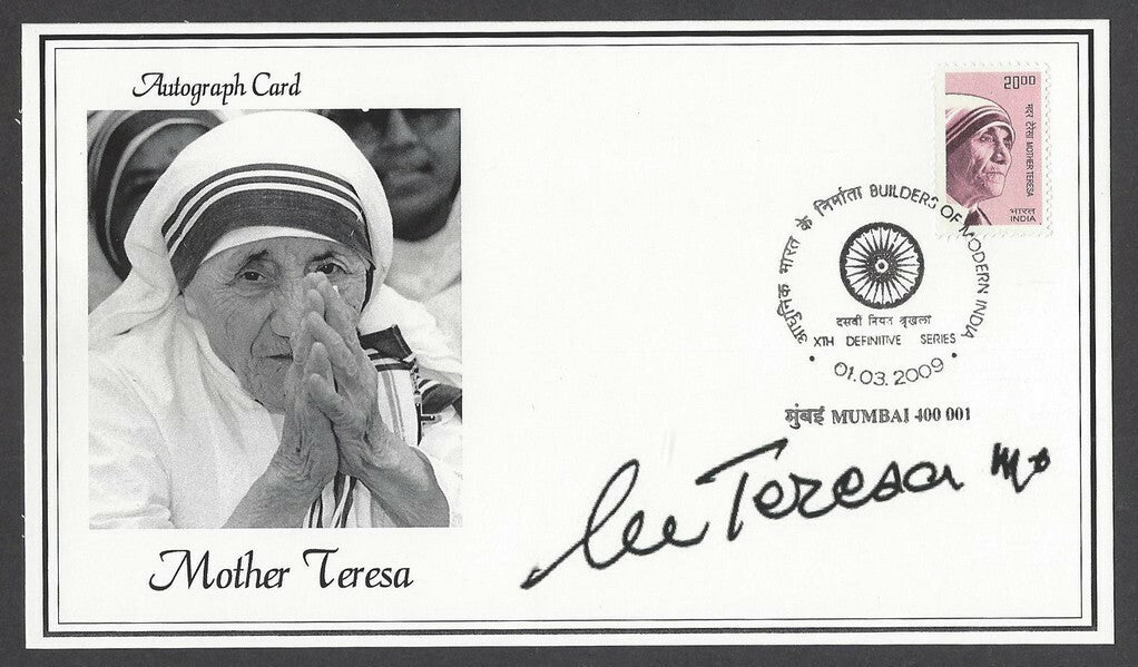 India 2009 Mother Teresa definitive First Day Card FDC with facsimile signature