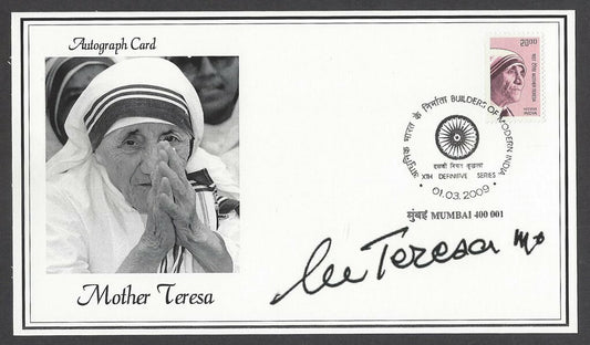 India 2009 Mother Teresa definitive First Day Card FDC with facsimile signature