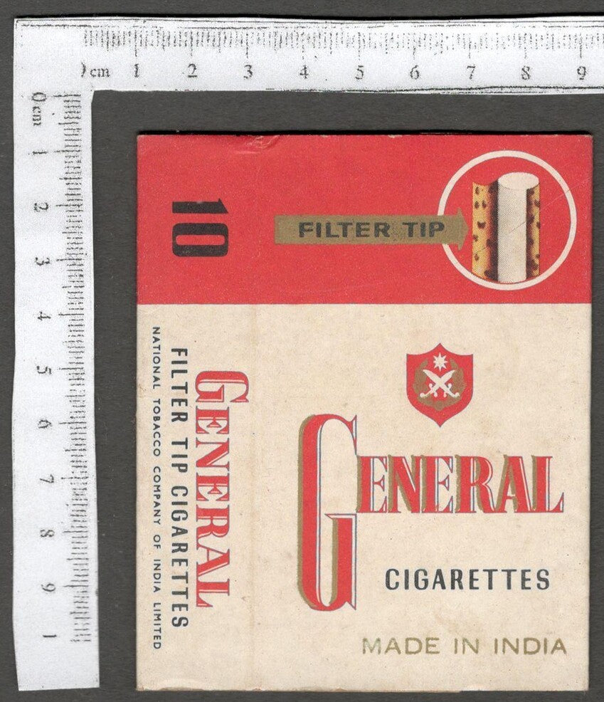 India vintage empty packet GENERAL Cigarettes National Tobacco Co of India Ltd