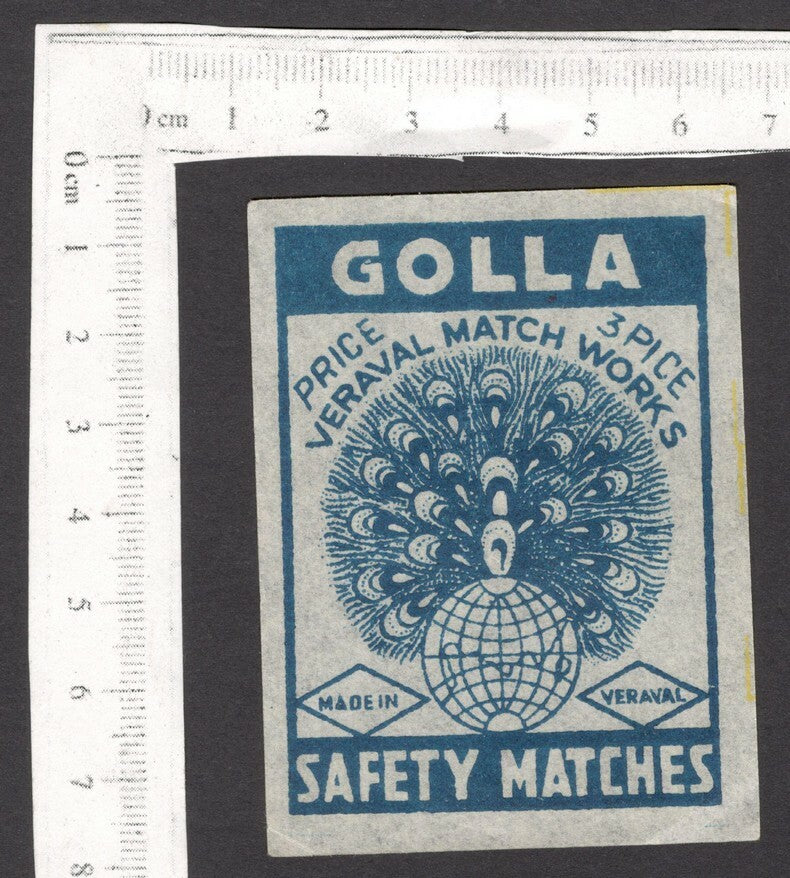 India 1940s matchbox label GOLLA  
