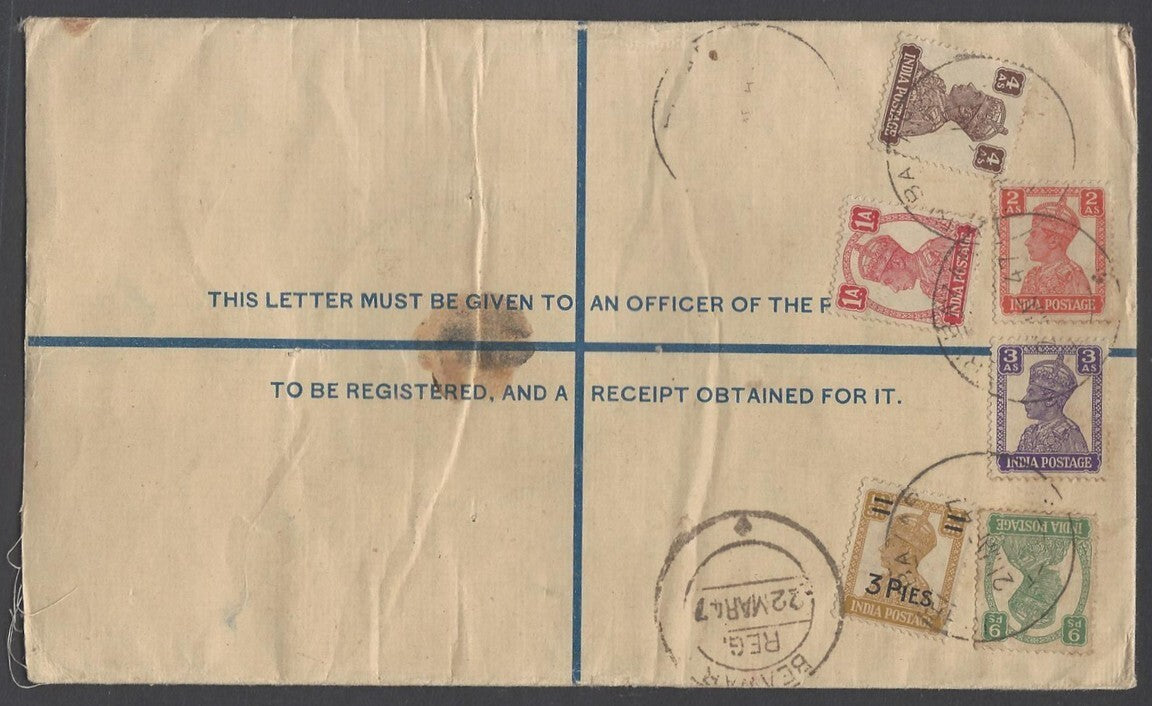 AOP India KGVI registered envelope used