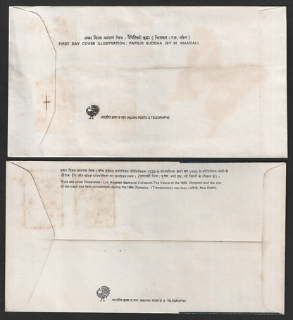 India 1981-1984 sets Olympics, Butterfies, etc. on FDCs (4)