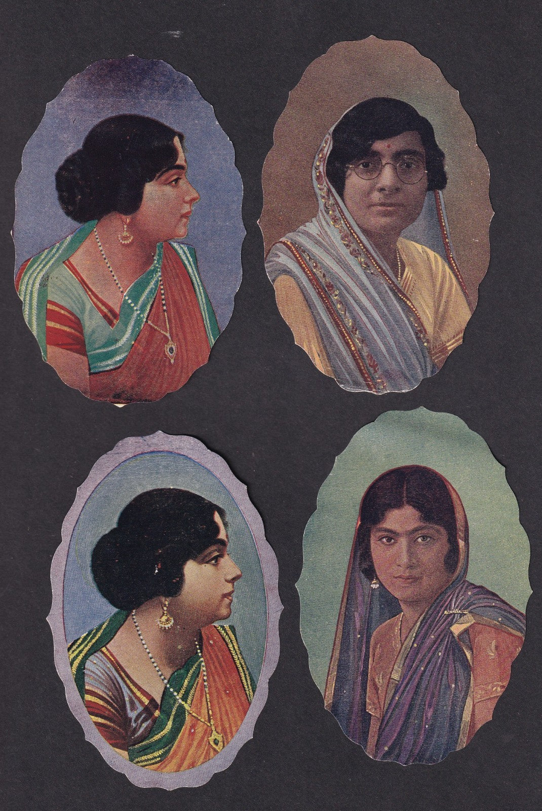 India 1940s patriotic textile labels depicting Women Freedom Fighters (19 diff)
