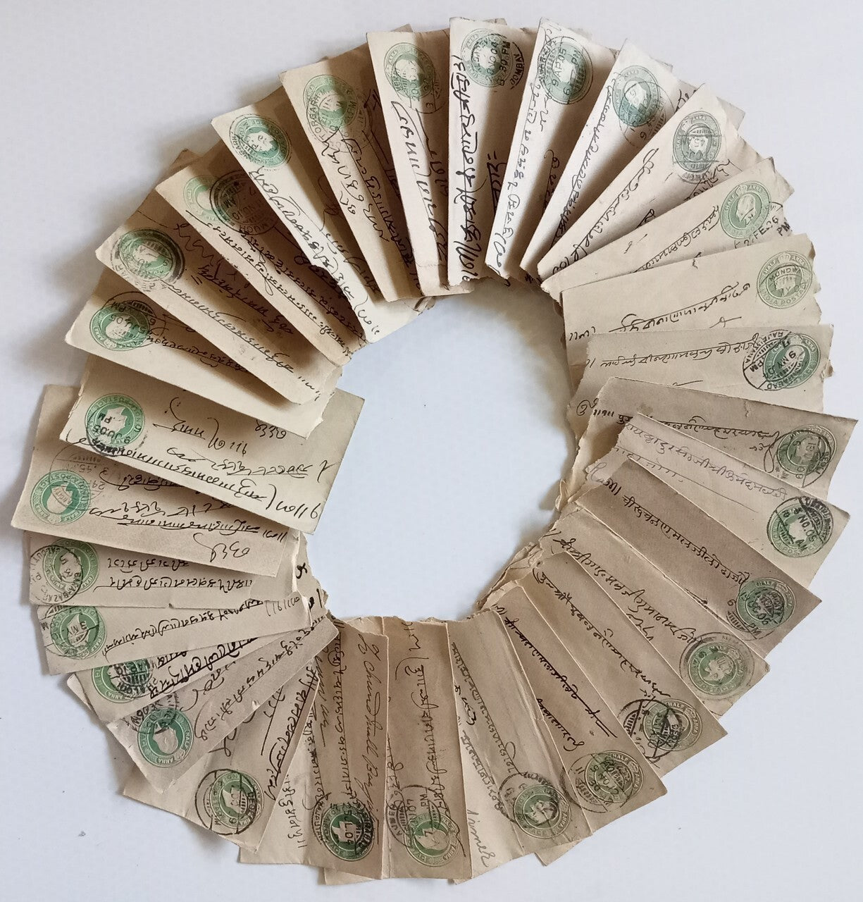 India KEdVII 1/2a green envelopes x 100 selected for condition WHOLESALE