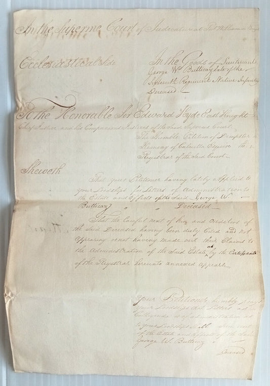 AOP India 1819 Supreme Court, Fort Williams, Calcutta document