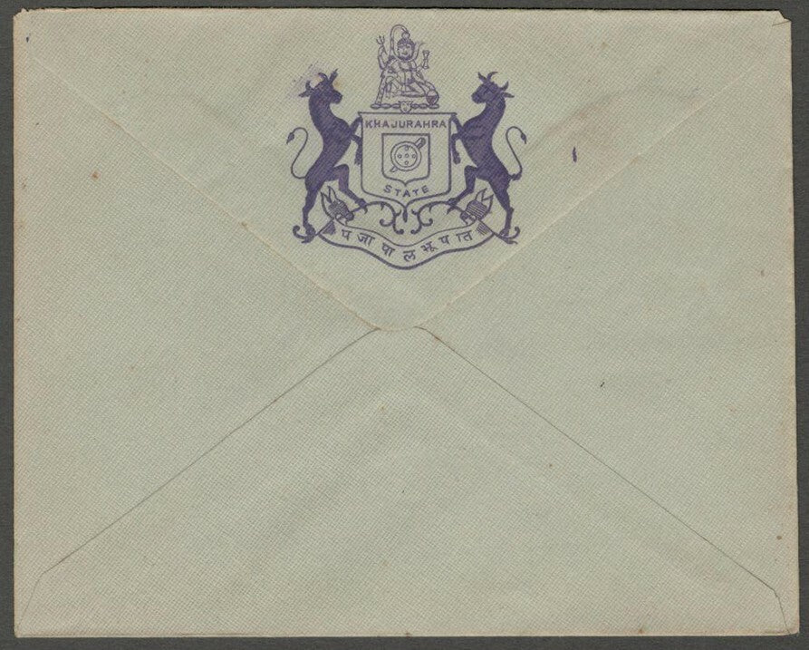 India - KHAJURAHRA State - Crested Envelope