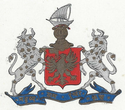 India Bhavnagar State The Nilambag Palace View Card with state crest