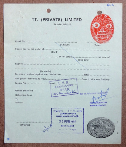 India Mysore State impressed impressed reveues on documents 5R 10R 25R & 50R