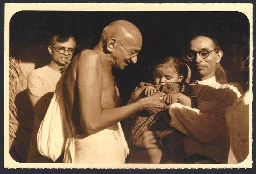 AOP India full back pictorial 50p Gandhi postal card GANDHI 