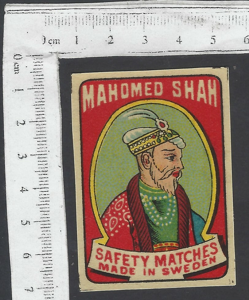 AOP India vintage matchbox label MAHOMED SHAH