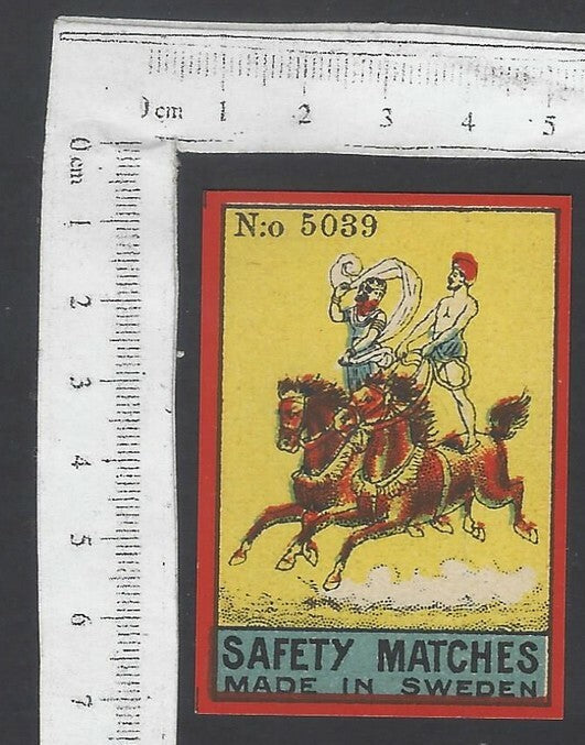 AOP India vintage matchbox label Epic Scene