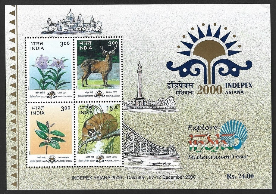 India 2000 INDIPEX ASIANA Flora & Fauna MS MNH