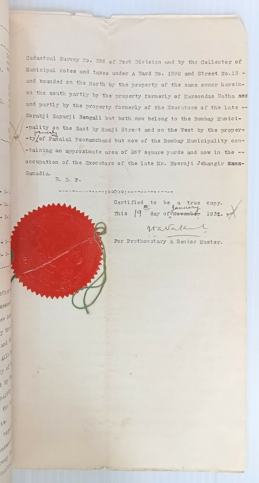 AOP India 1931 9 pages Decree with KGV Court Fee 2R & 15R 