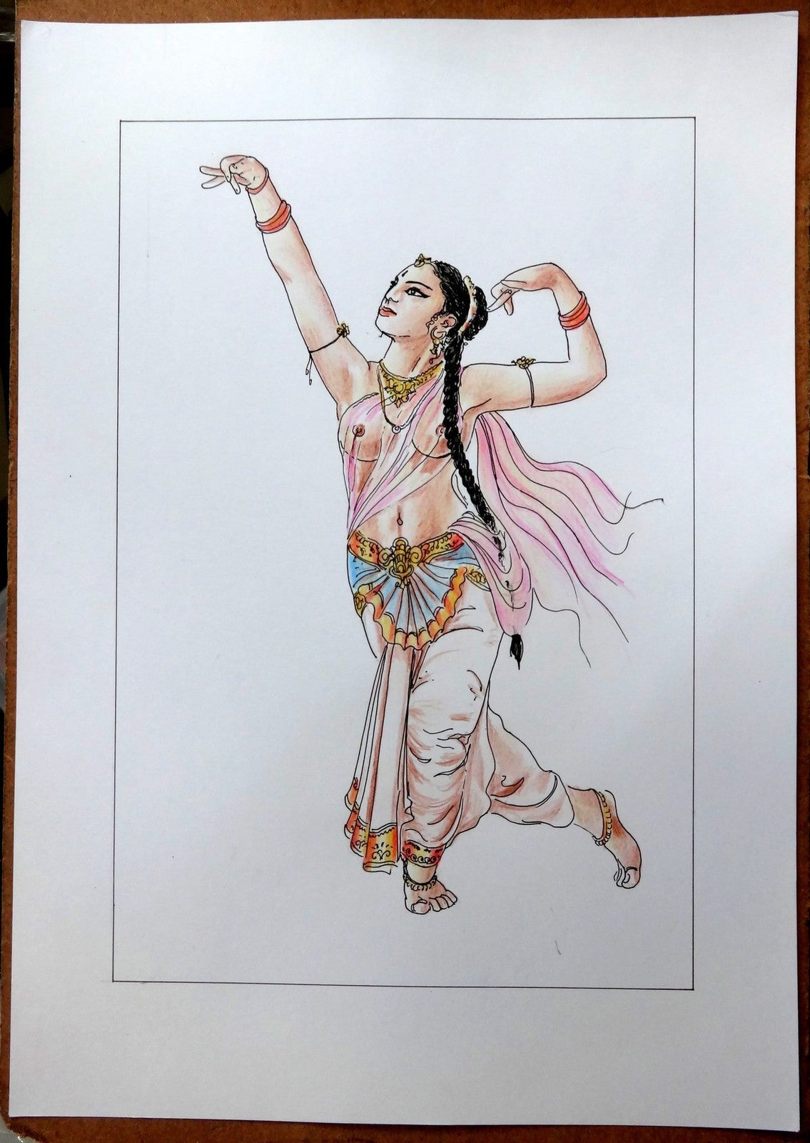 Nude Indian Beauty watercolours, crayons & ink on card 11.5” x 17.5”