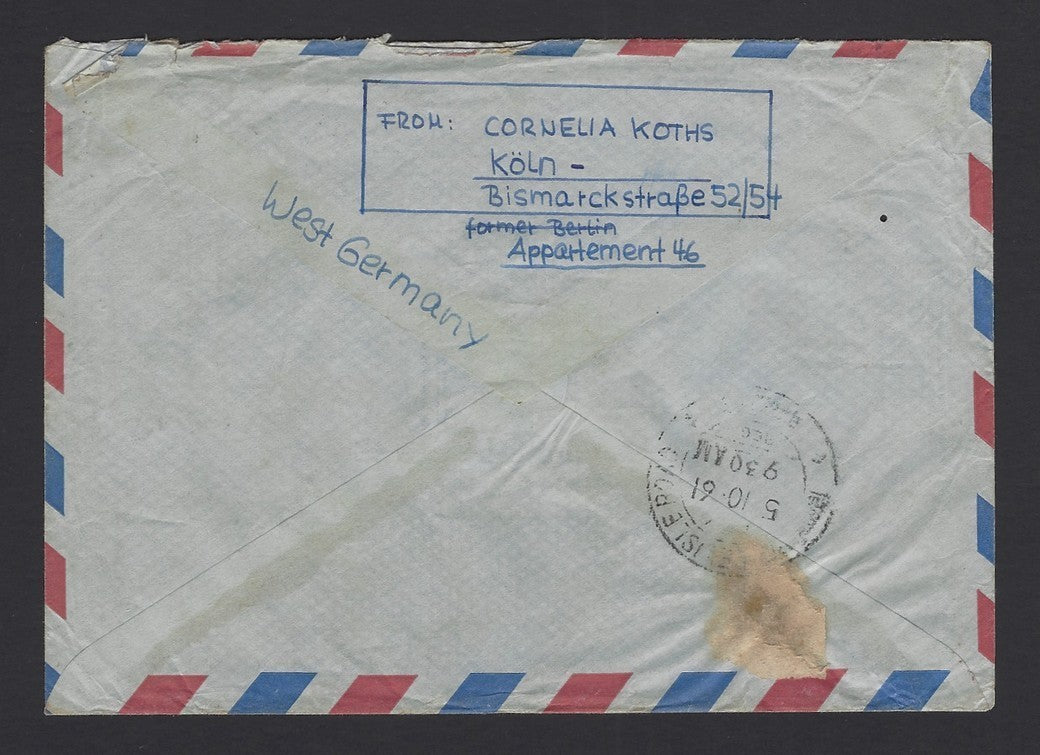 Germany 1961 registered cover to India