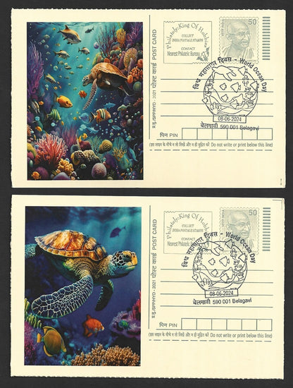 India 2024 World Ocean Day cards TORTOISE & FISH (10)