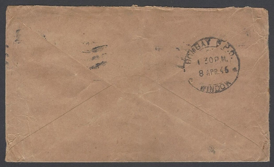 AOP South Africa 1943 bantams 3d pairs & a single on cover to India