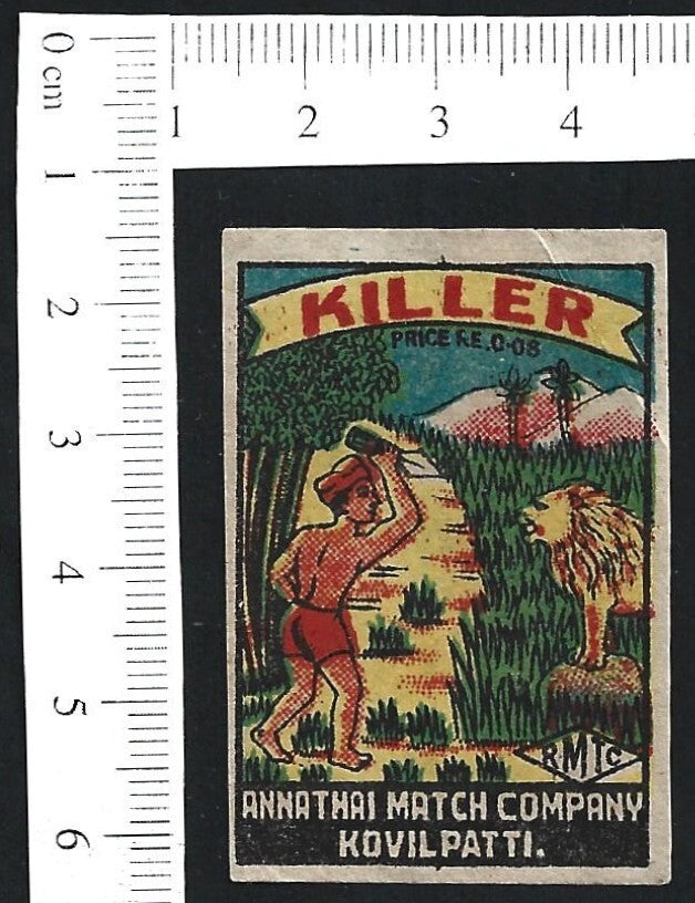 India vintage 1940s-50s matchbox label KILLER