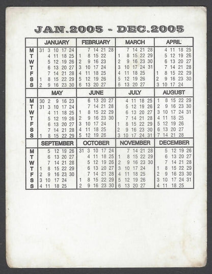 AOP India cricket promotional pocket calender 2005 SACHIN TENDULKAR