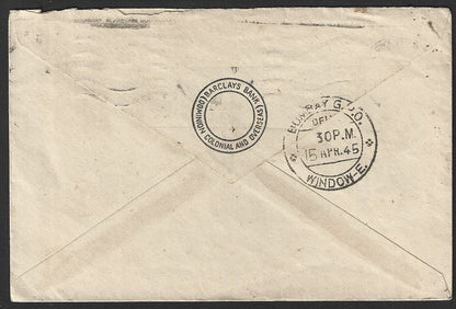 South Africa WW2 1945 censored cover to India