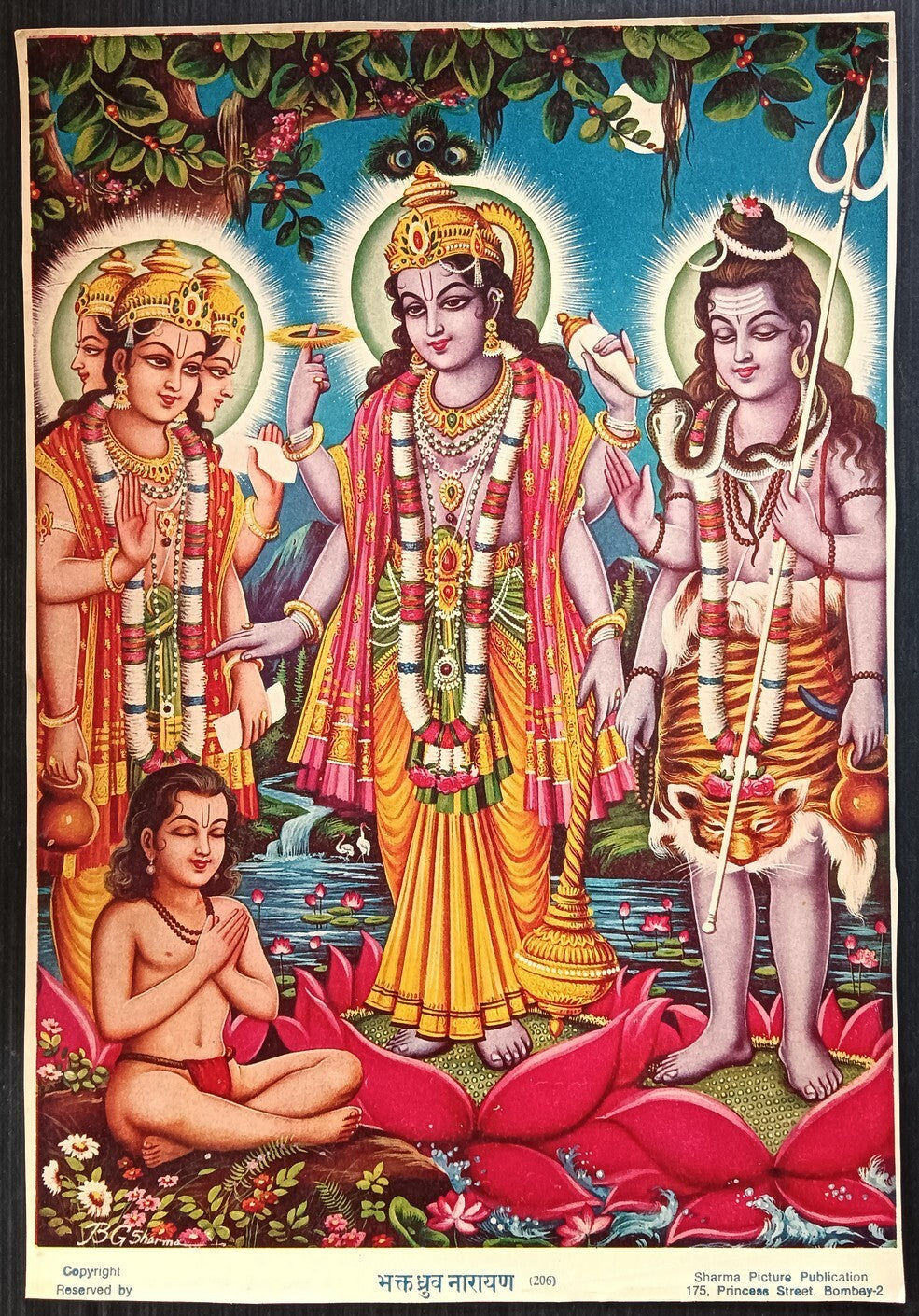India Hindu Gods Poster Devotee Dhruv Narayan 9.5" x 13.5" inches