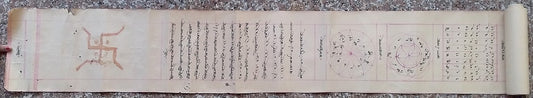 India vintage illustrated Hindu horoscope scroll 6 inches x 125 inches