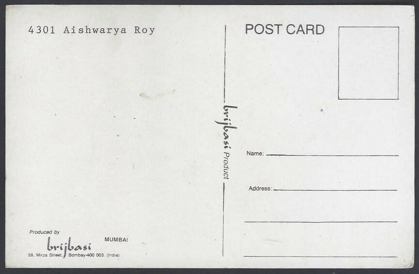 AOP India Bollywood AISHWARYA RAI vintage postcard 