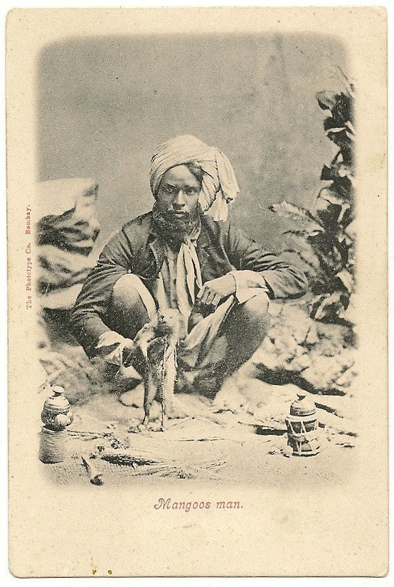 India 1900s Mangoos Man Mongoose trainer UB postcard