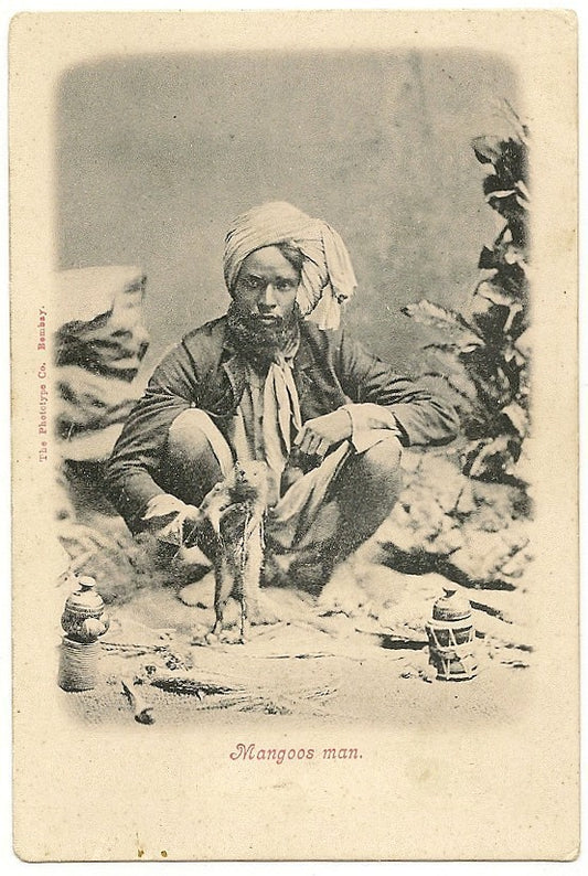 India 1900s Mangoos Man Mongoose trainer UB postcard