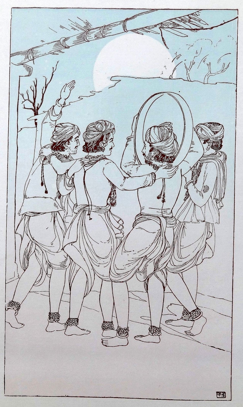 Holi Dance by Kanu Desai vintage Art Print India