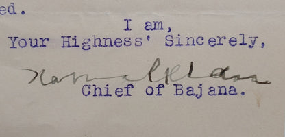 India 1932 multicolour crested letter signed CHIEF OF BAJANA Haidar Khan
