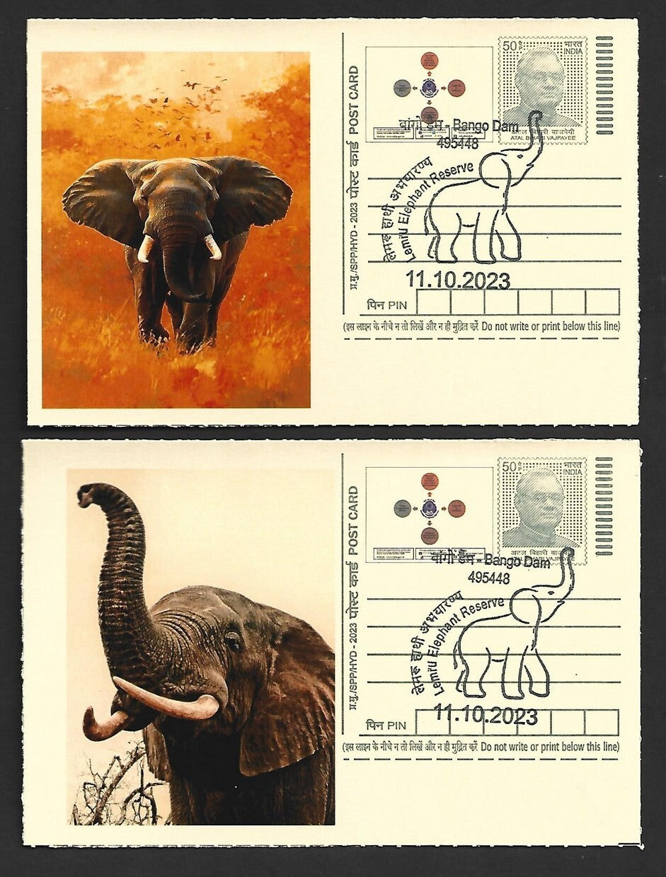 India ELEPHANTS 2023 Lemru Elephant Reserve pictorial commemorative postcards x8