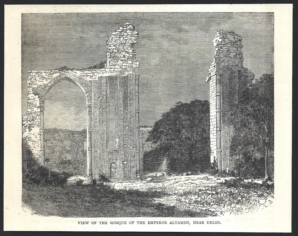 India MOSQUE OF THE EMPEROR ALTAMSH engraved print - Rousslet 1876 6.5"x5"