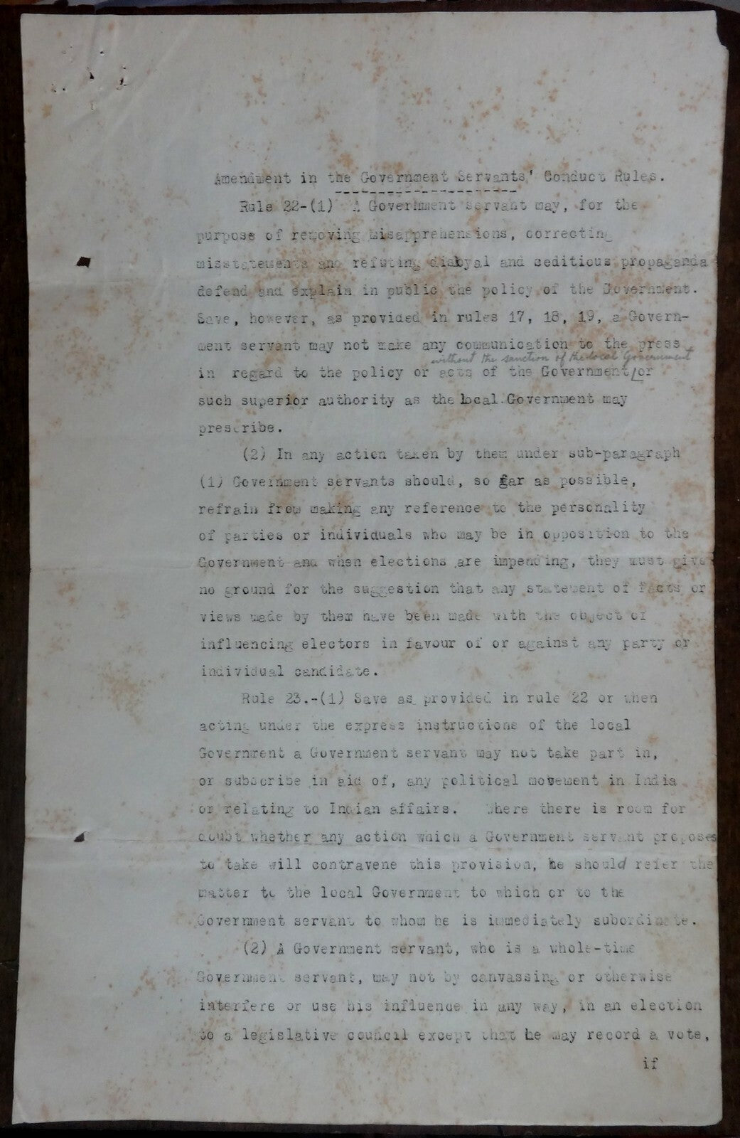 India 1930 set of Govt documents re: the CIVIL DISOBEDIENCE MOVEMENT