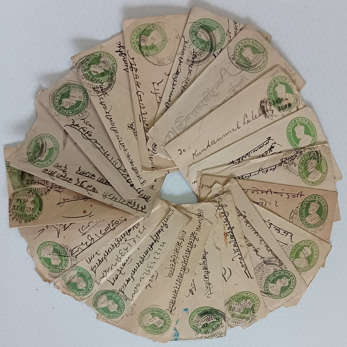 AOP India KGV 1/2a green envelopes x 100 selected for condition WHOLESALE
