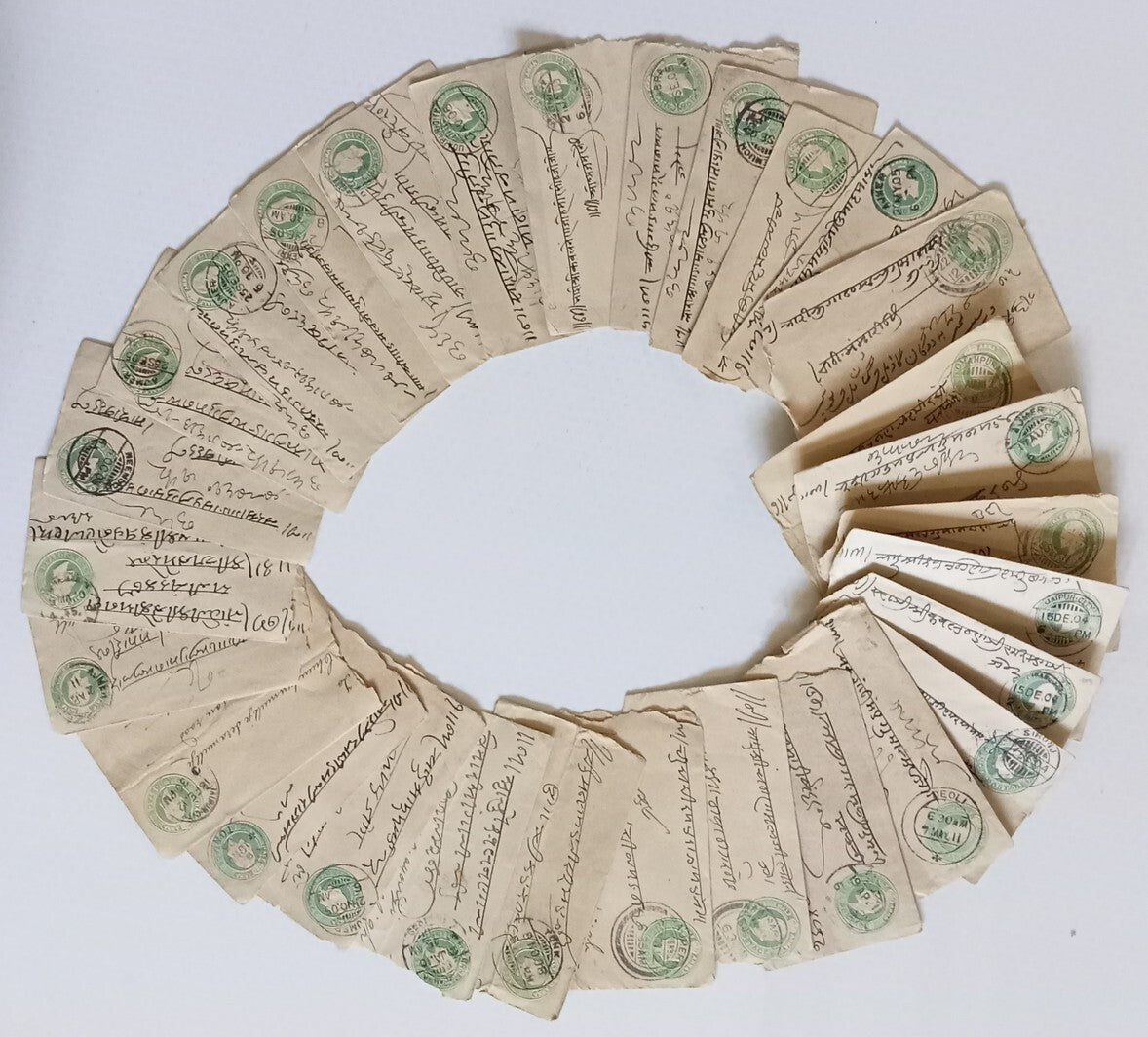 India KEdVII 1/2a green envelopes x 100 selected for condition WHOLESALE