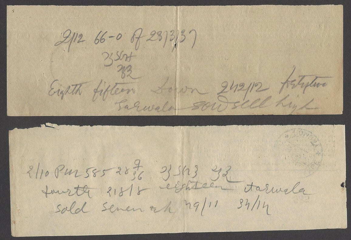India 1936-7 telegraph receipts with PHONOGRAM cachets (2)