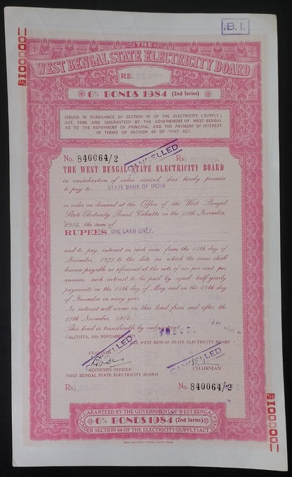India West Bengal State Electricity Board 1984-8 BONDS upto 100000 (11)