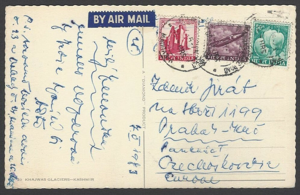 AOP India vintage postcard Khajwas Glaciers , Kashmir 