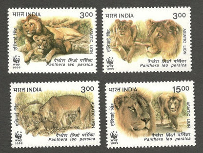 AOP India 1999 Endangered Species LIONS MNH set of 4
