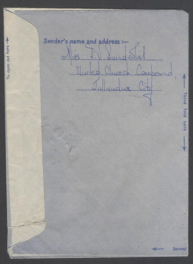 AOP India 50np aerogramme air letter uprated 25np Map used 1960 to USA