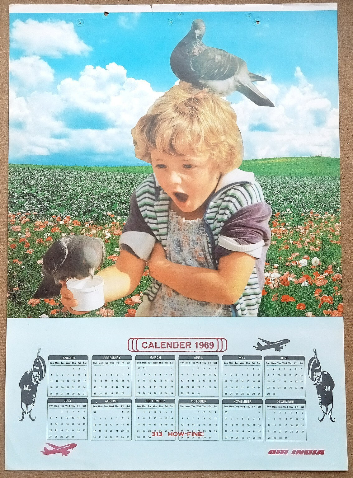 AIR INDIA 1969 poster calender 313 - HOW FINE -R