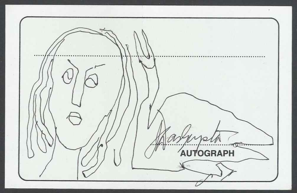 AOP J D Gupta, Artist pen sketch on autograph card India