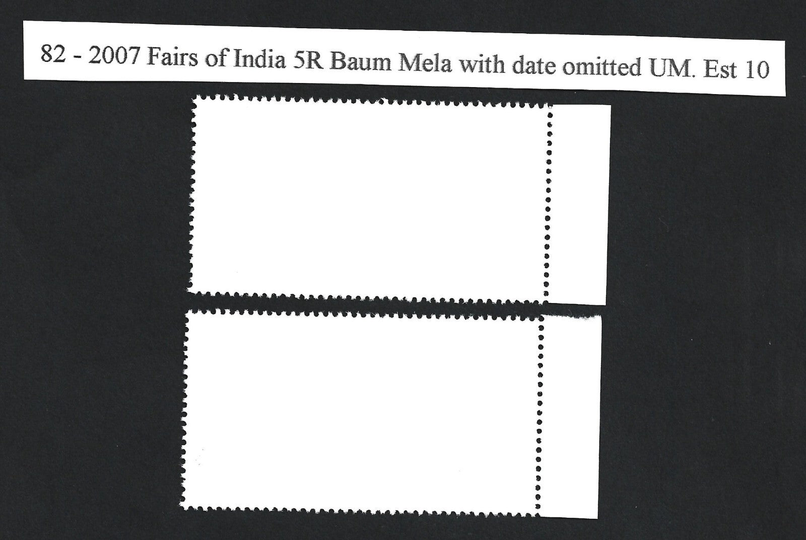 India 2007 Mela or Fairs of India BAUM MELA with date omitted error MNH