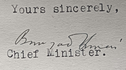 India 1946 crested letter JAORA STATE signed Chief Minister