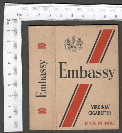 AOP India vintage empty packet EMBASSY Cigarettes W. D. & H. O. Wills