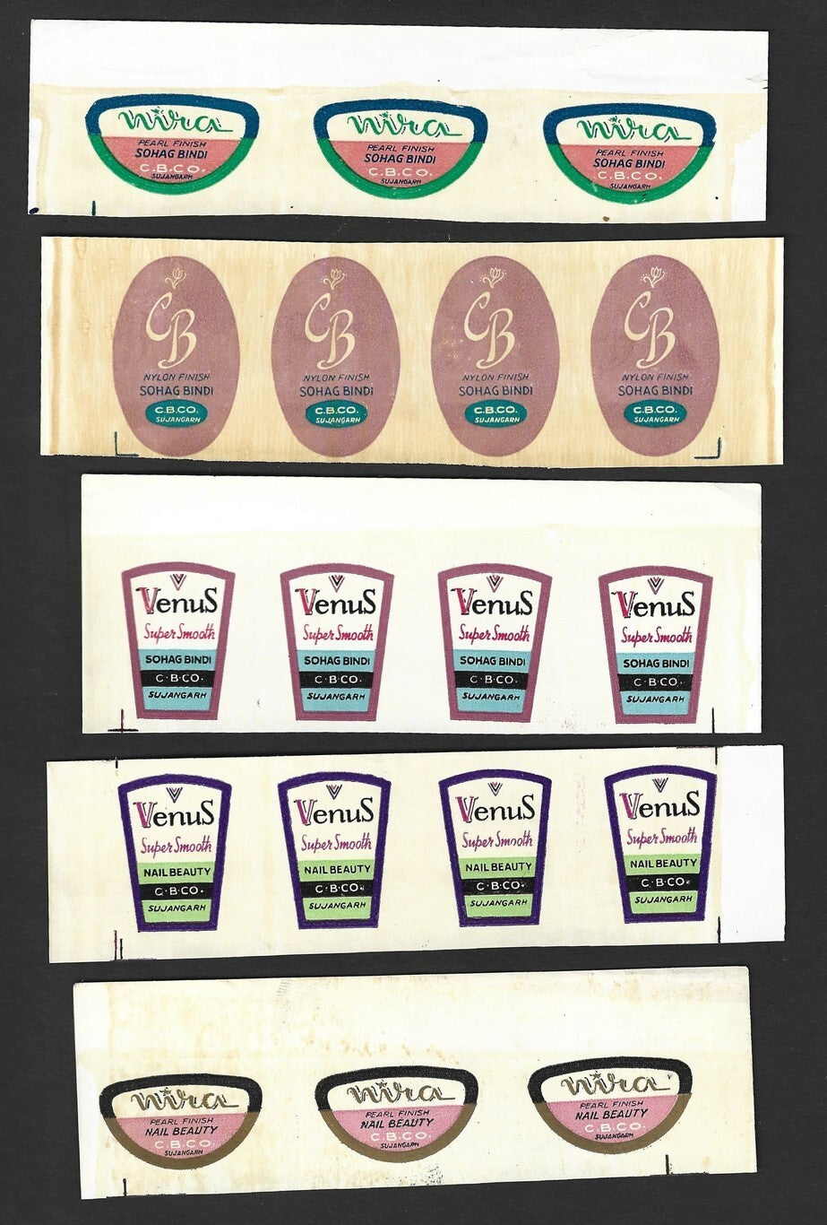 India vintage BINDI labels including uncut (22)