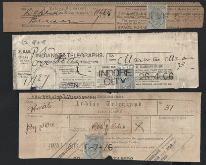 India collection of town postmarks on QV-KEdVII telegraph receipts (14)
