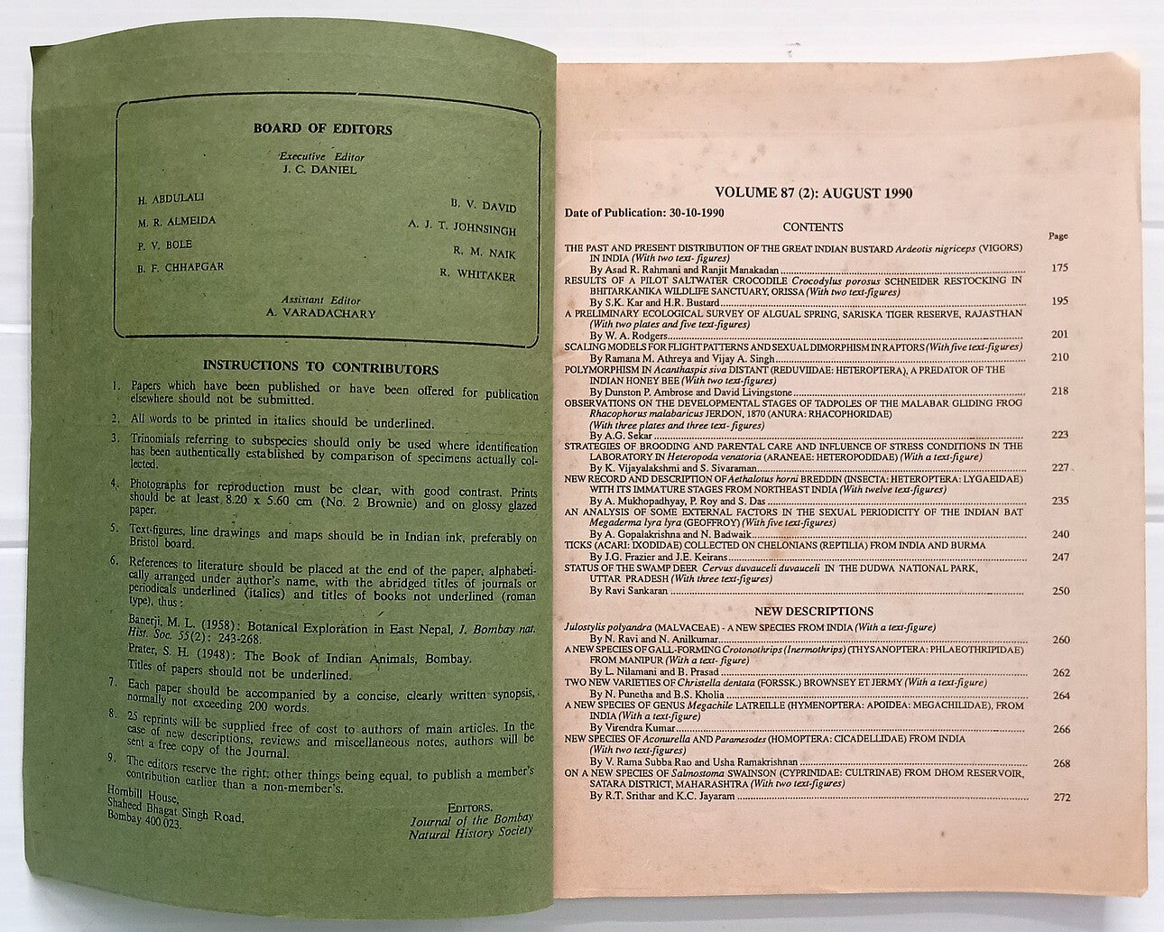 AOP India JOURNAL OF THE BOMBAY NATURAL HISTORY SOCIETY August 1990
