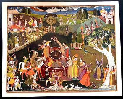 India Mughal Miniature vintage mounted print 9x11 inches - mounted